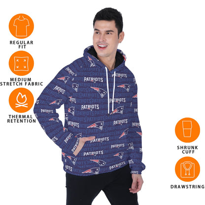 New England Football Game Day All-Over Print Men's Heavy Fleece Raglan Hoodie