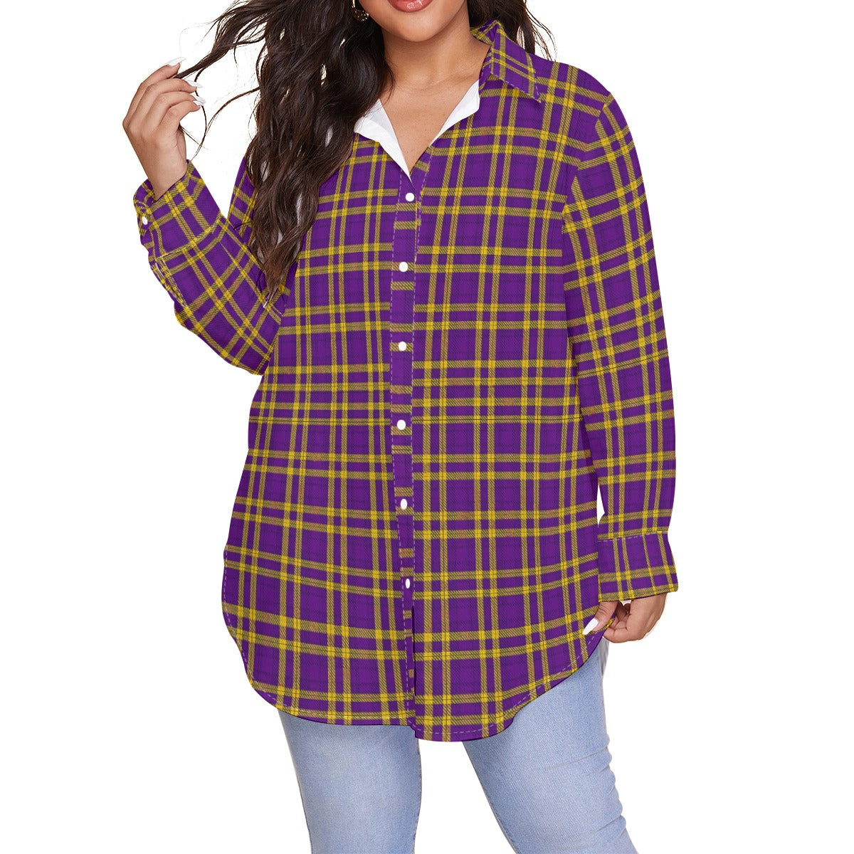 Louisiana Tartan Laid Tigers Lsu Women's Shirt With Long Sleeve(Plus Size)