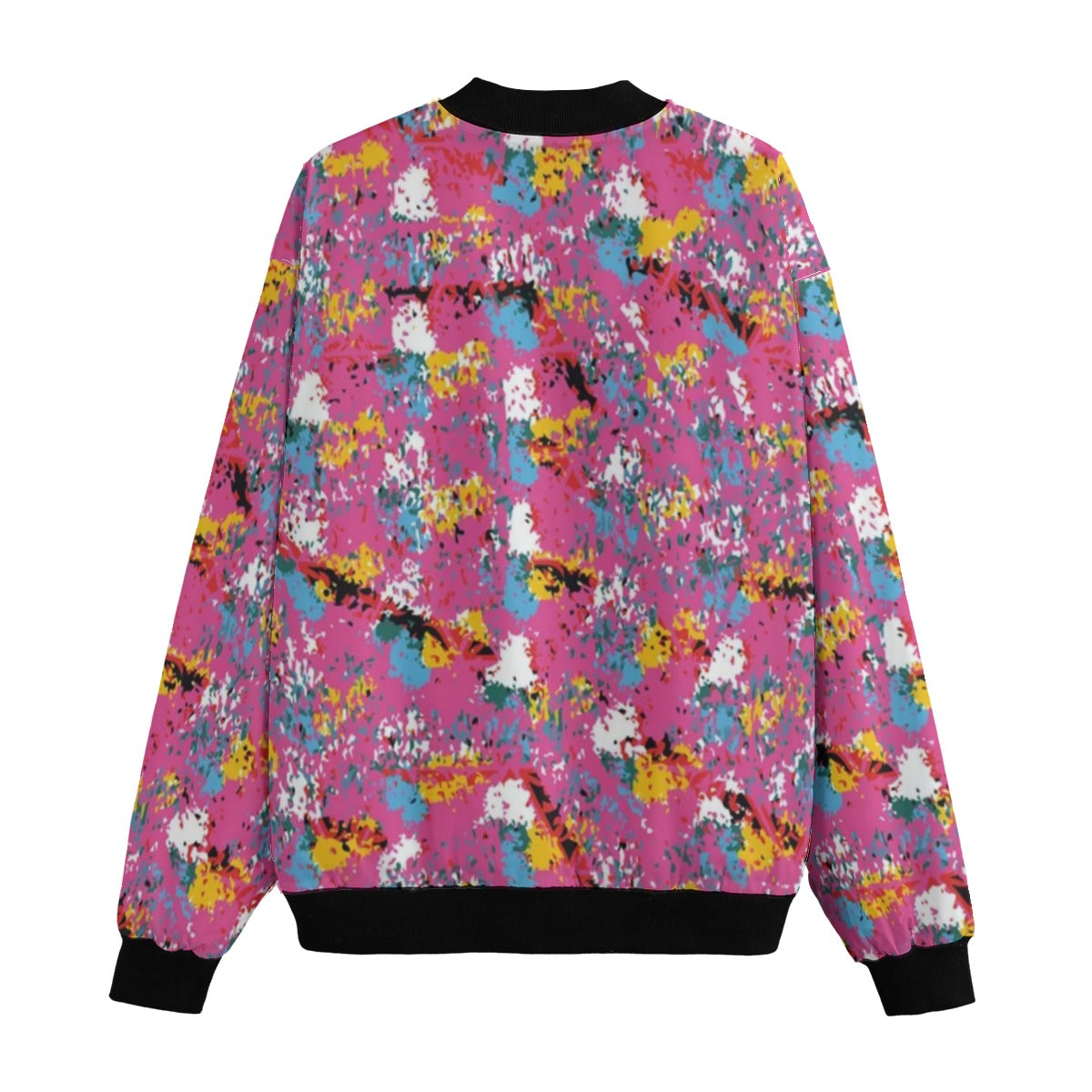 Graffiti Explosion Abstract Pink Seamless Fleece Bomber Jacket – Stylish Urban Streetwear