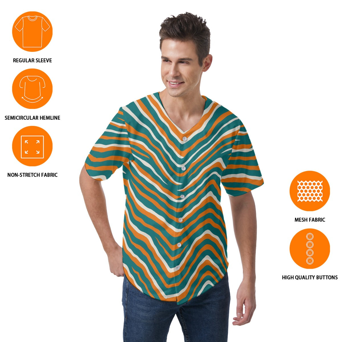 Miami Football Game Day All-Over Print Men's Short Sleeve Baseball Jersey