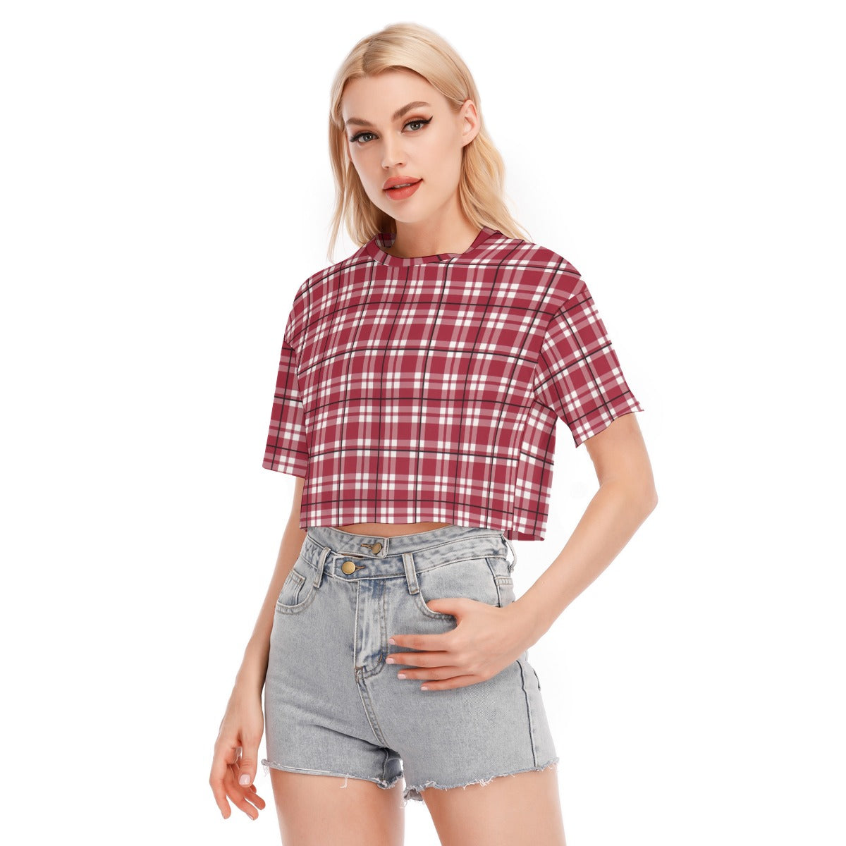 Alabama Tartan plaid Women's Cropped T-shirt | 190GSM Cotton