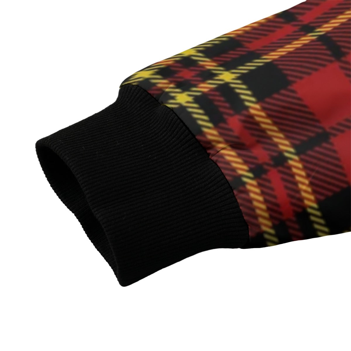 Red Black Yellow Royal Stewart tartan plaid Fleece Bomber Jacket