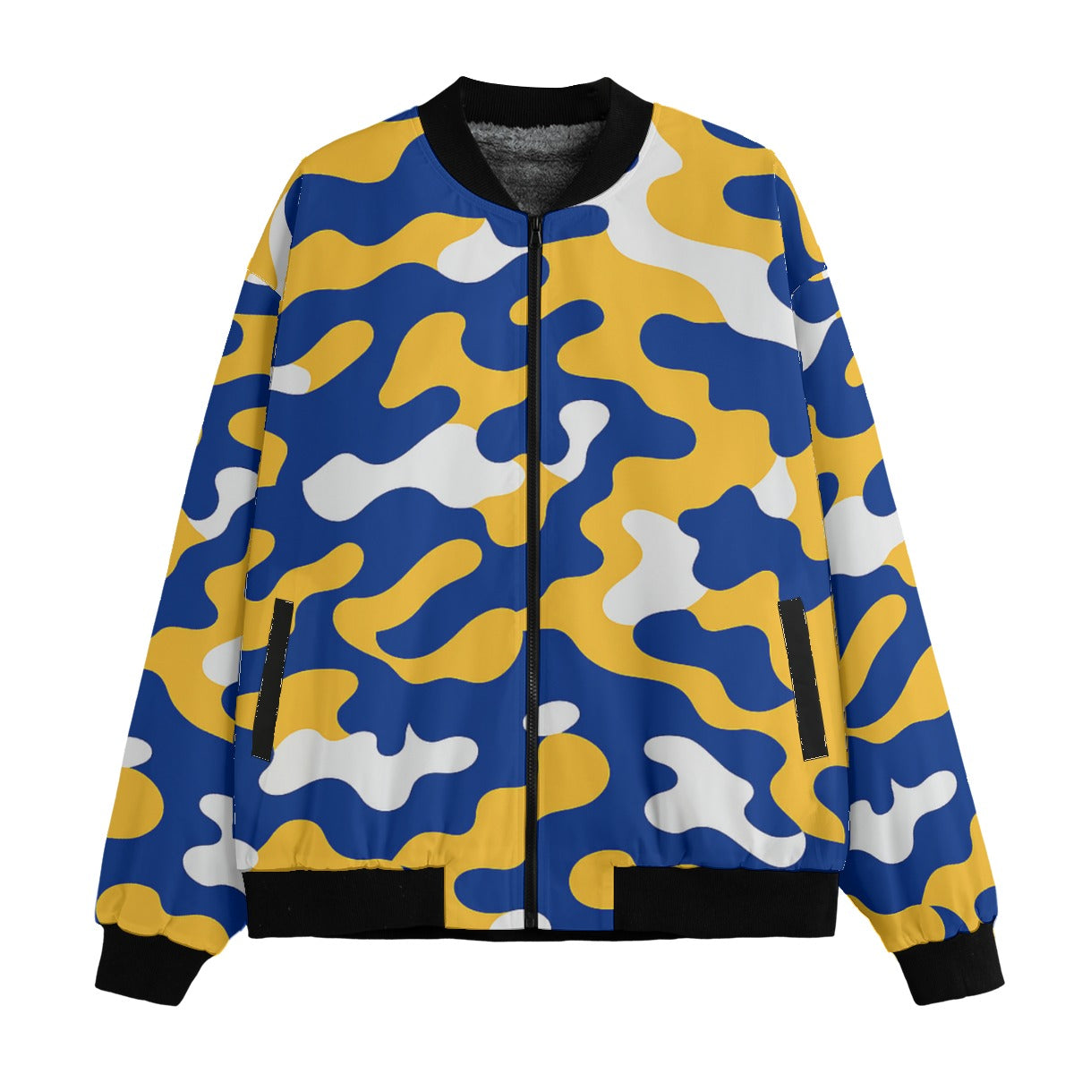 Los Angeles Rams Camo Fleece Bomber Jacket – Royal Blue and Gold NFL Streetwear
