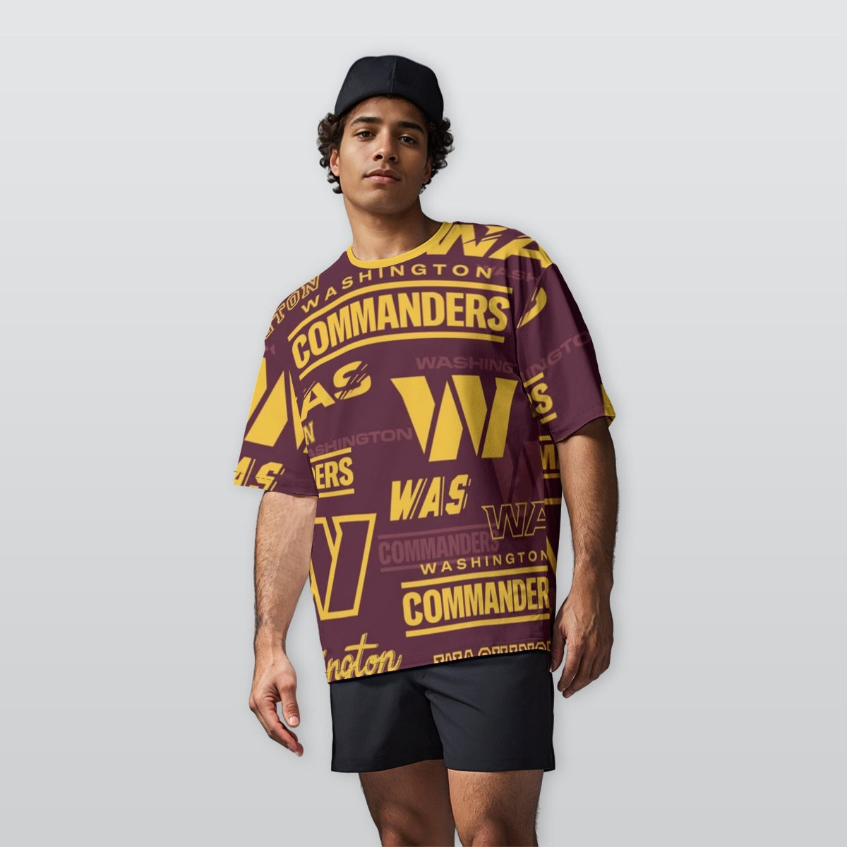 Washington Commanders Men’s  Oversize Crewneck T-Shirt|230GSM Cotton