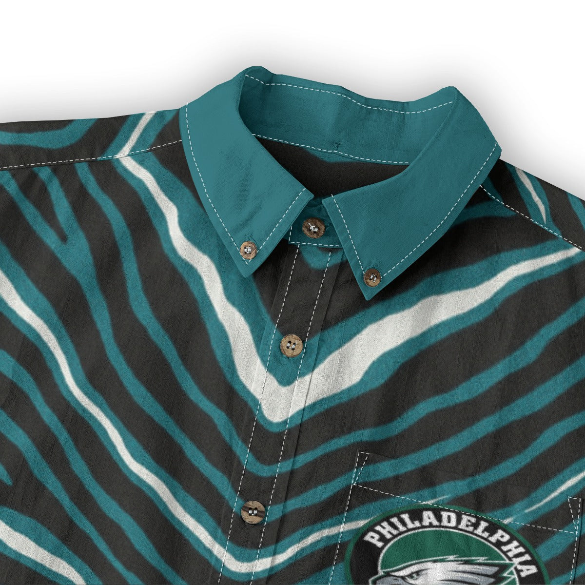 Philadelphia Football Game Day All-Over Print Men's Casual Lapel Long Sleeve Shirt|125GSM Cotton