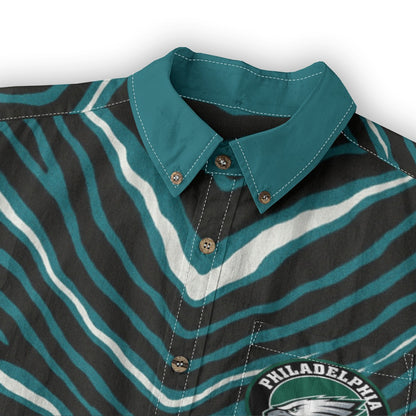 Philadelphia Football Game Day All-Over Print Men's Casual Lapel Long Sleeve Shirt|125GSM Cotton