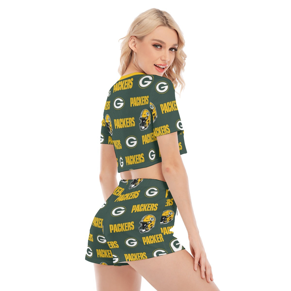 Green Bay Football Game Day All-Over Print Women's O-neck T-shirt Shorts Suit