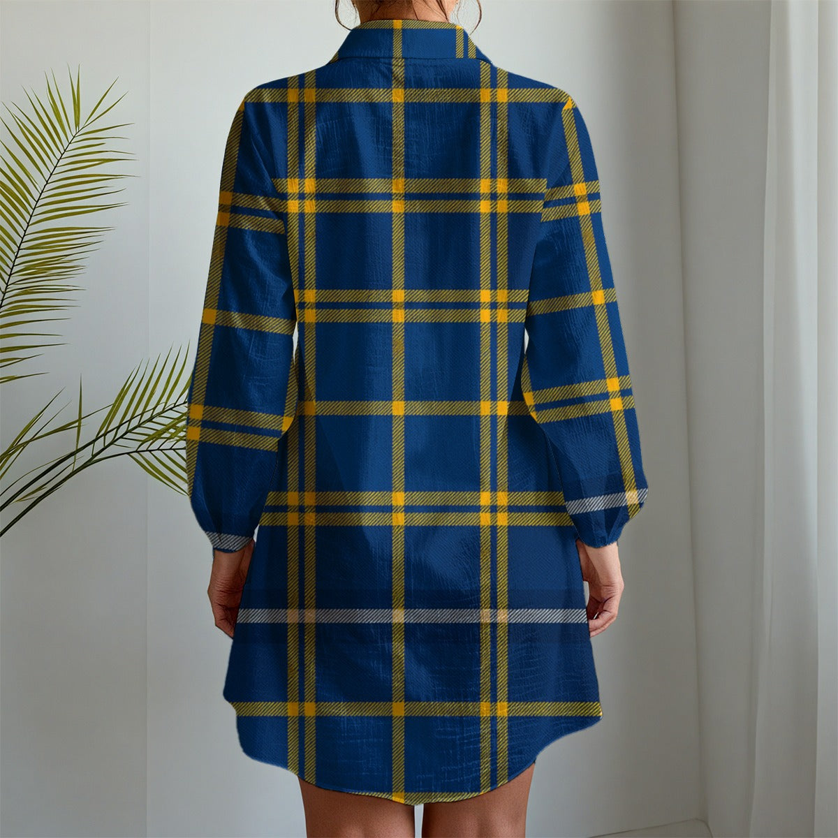 California Los Angeles UCLA Bruins Tartan Plaid Women's Long Sleeve Shirt Dress