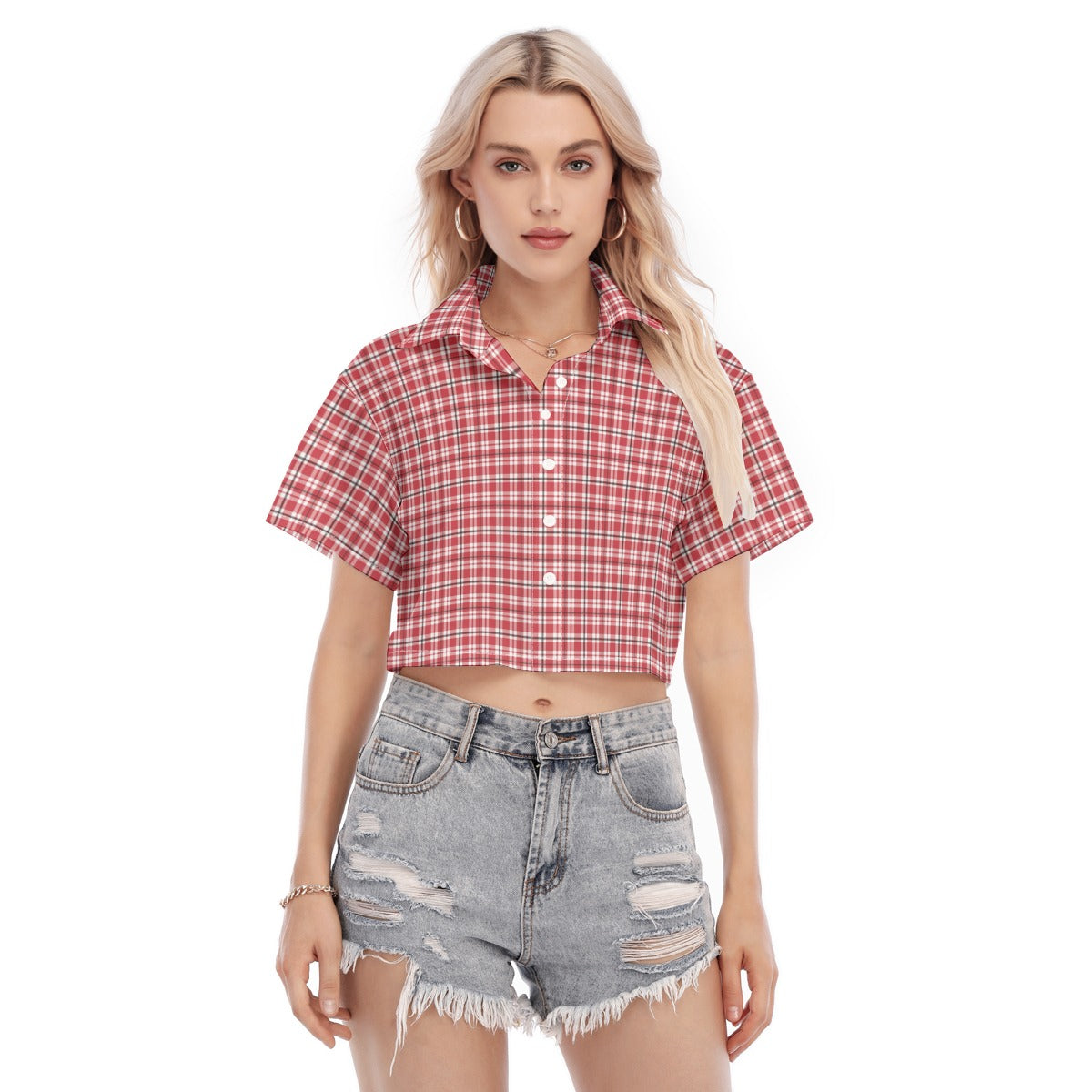 Georgia - Bulldogs Tartan Plaid  Women's Cropped Shirt