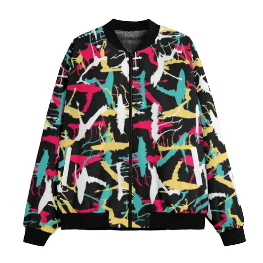Wildstyle Graffiti Abstract Colors Urban Fleece Bomber Jacket
