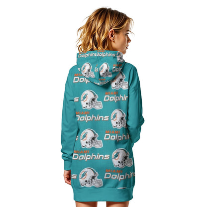 Miami Football Game Day All-Over Print Women's Heavy Fleece Long Hoodie