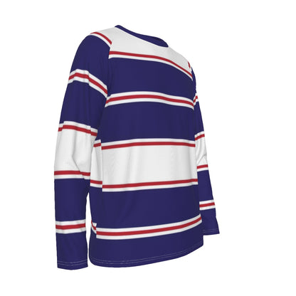 Navy Red and White Striped Long Sleeve Shirt – Retro Coastal Style
