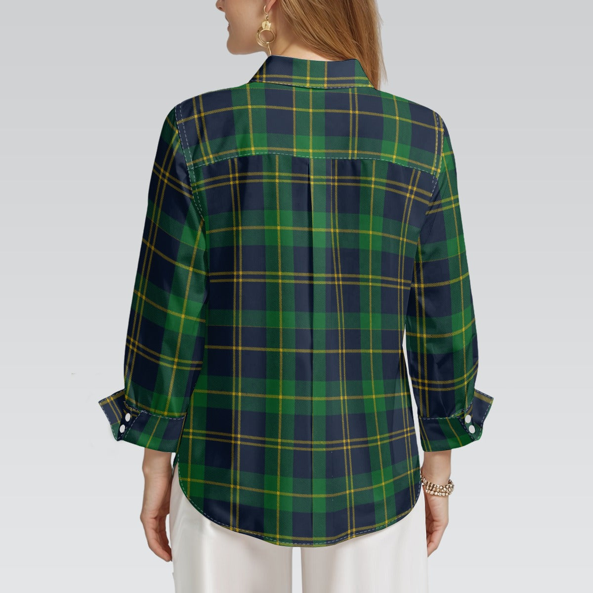 Notre Dame Tartan Plaid Fighting Irish Women's 3/4 Sleeve Shirt