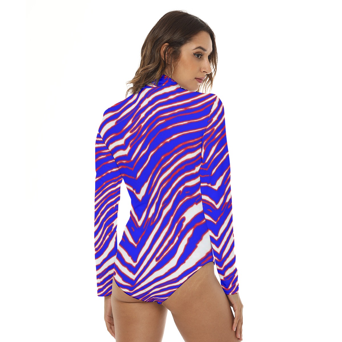Buffalo Bills Zubaz Women's Stretchy Turtleneck Long Sleeve Bodysuit
