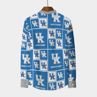Kentucky - Wildcats Stand Collar Shirt With Long Sleeve|110GSM Imitation Flax