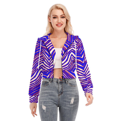 Buffalo Bills Zubaz Women's Crop Top Hoodie With Zipper Closure