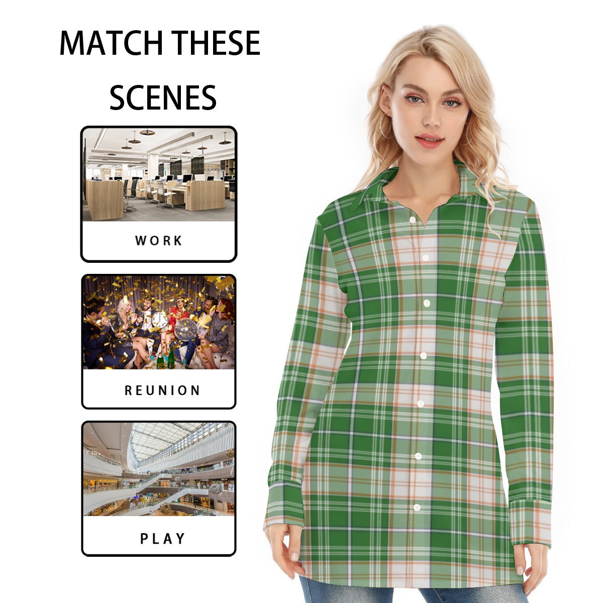 Miami Tartan Plaid Hurricanes Women's Long Shirt