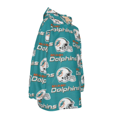Miami Football Game Day All-Over Print Kid's Sherpa Fleece Hoodie Blanket