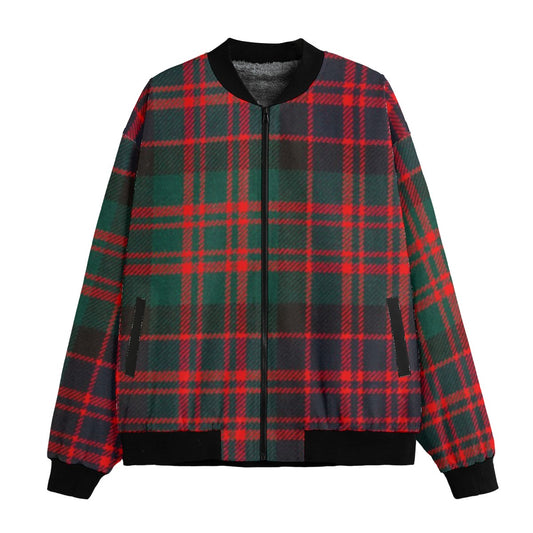 MacDonald – deep red and green traditional tartan Fleece Bomber Jacket