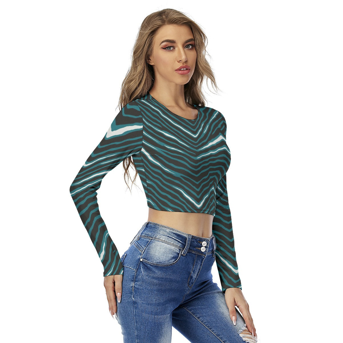 Philadelphia Football Game Day All-Over Print Women's Round Neck Crop Top T-Shirt