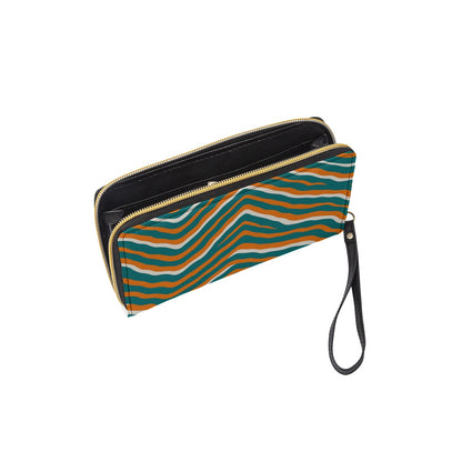Miami Football Game Day Long Wallet With Black Hand Strap