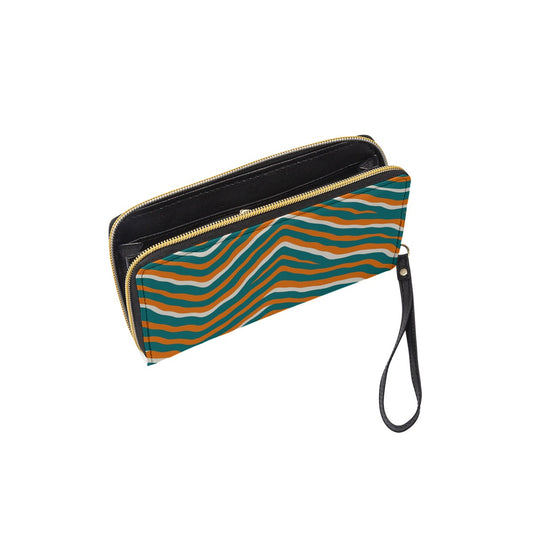 Miami Football Game Day Long Wallet With Black Hand Strap