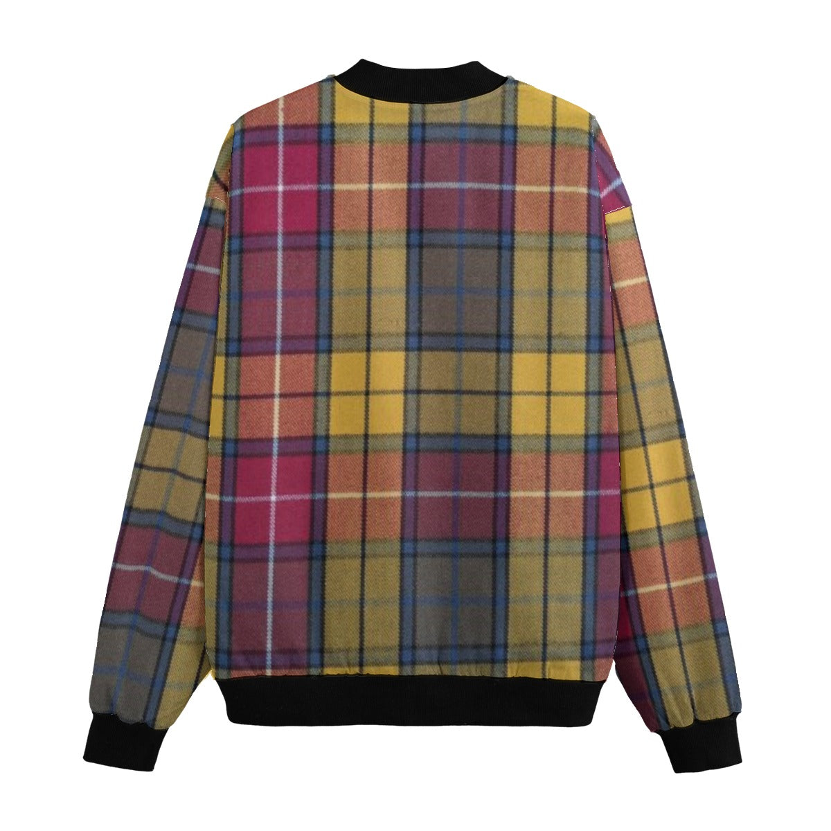 Buchanan – orange yellow blue colorful tartan Fleece Bomber Jacket