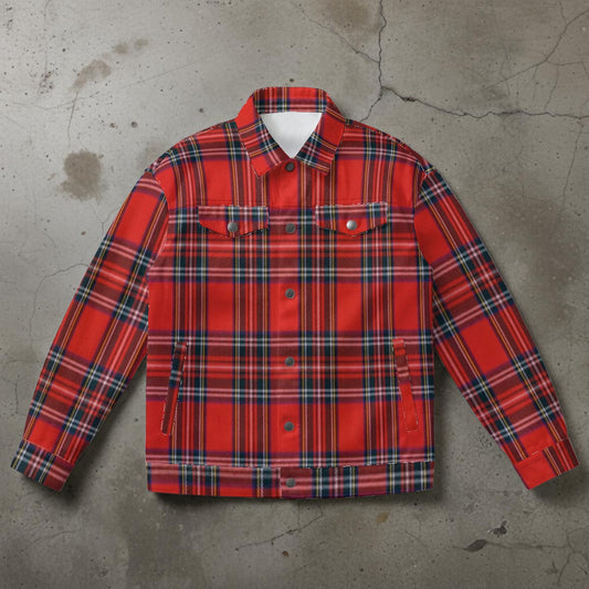 Red Royal Stewart tartan plaid Unisex Collared Jacket