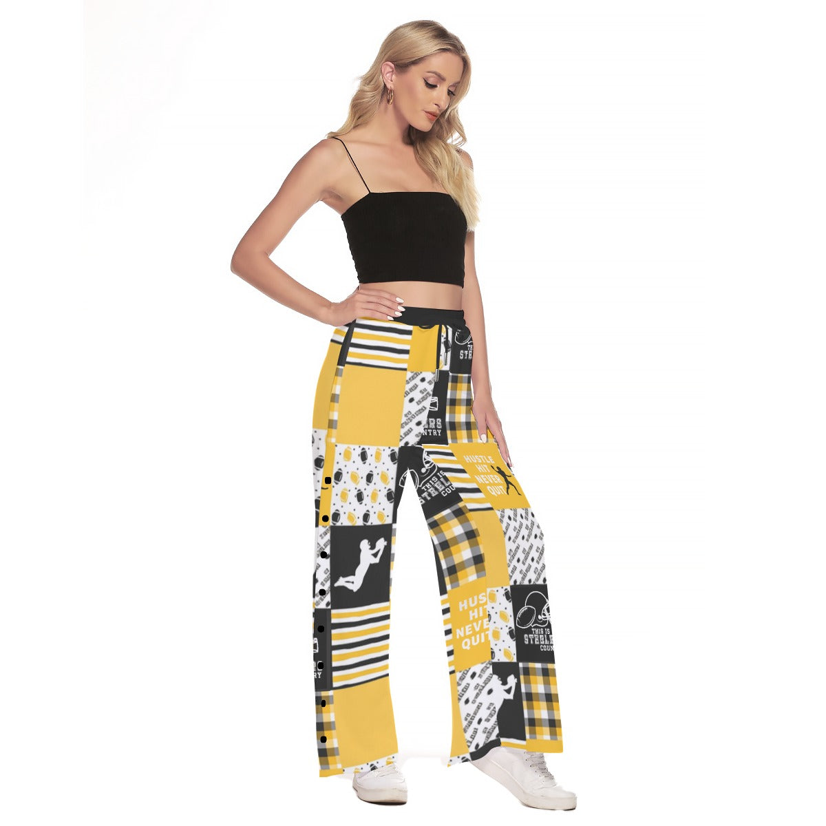 All-Over Print Women's Side Slit Snap Button Trousers