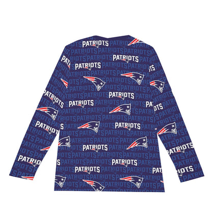 New England Football Game Day All-Over Print Long Sleeve T-Shirt | 190GSM Cotton