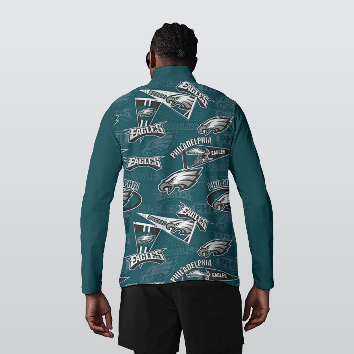 Philadelphia Football Game Day All-Over Print Men's Sports Collar Jersey With Long Sleeve