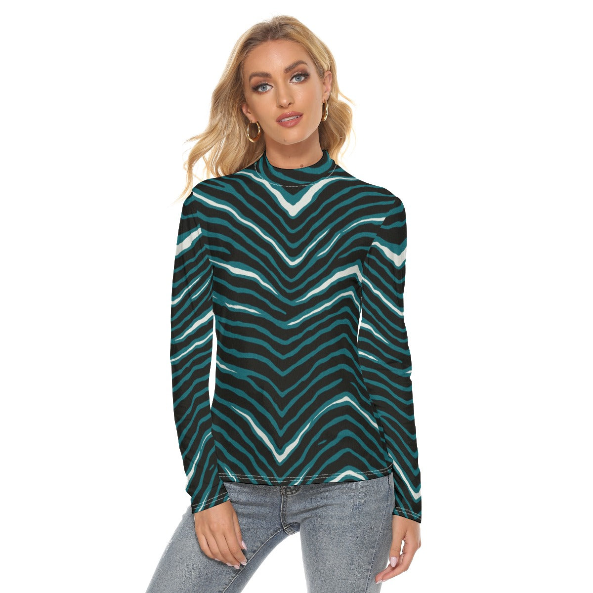 Philadelphia Football Game Day All Over Print Women's Stretchable Turtleneck Top