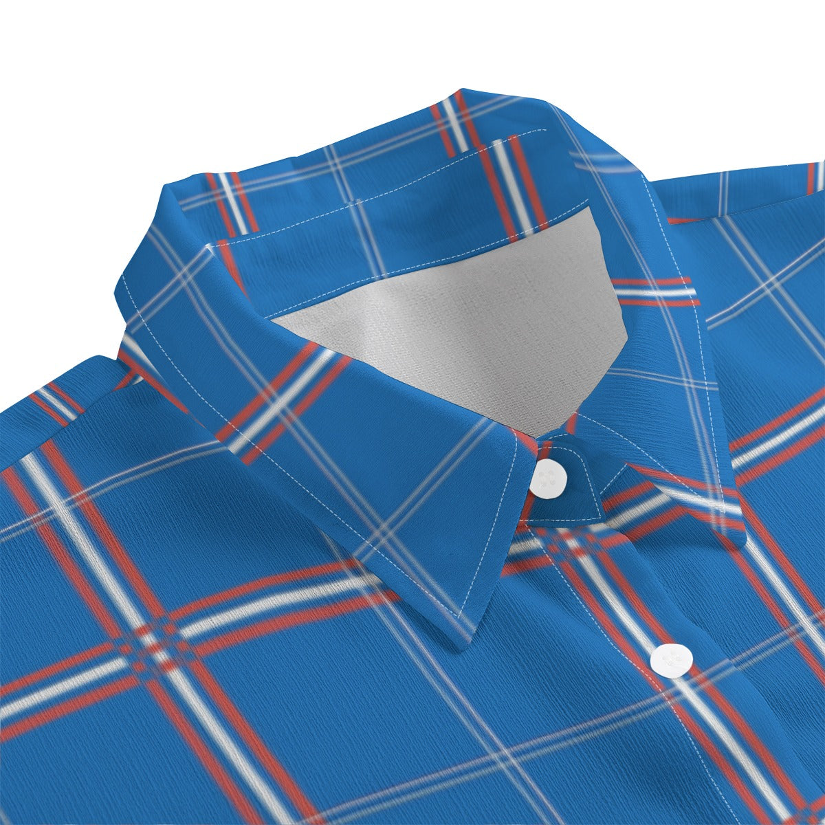 Kansas Tartan Plaid Jayhawks Women's Chiffon Shirt With Elbow Sleeve