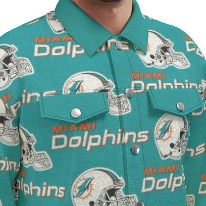 Miami Football Game Day All-Over Print Unisex Lapel Jacket | 245GSM Cotton