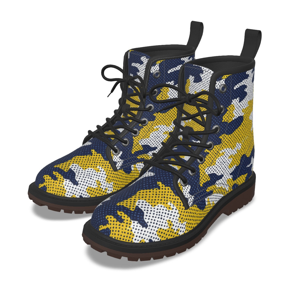Urban Legend Michigan Maize and Blue Camo Martin Short Boots – Wolverines-Inspired Streetwear for Ga