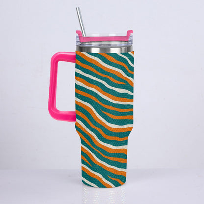 Miami Football Game Day 40oz Diamond Cup With Stainless Steel Straw