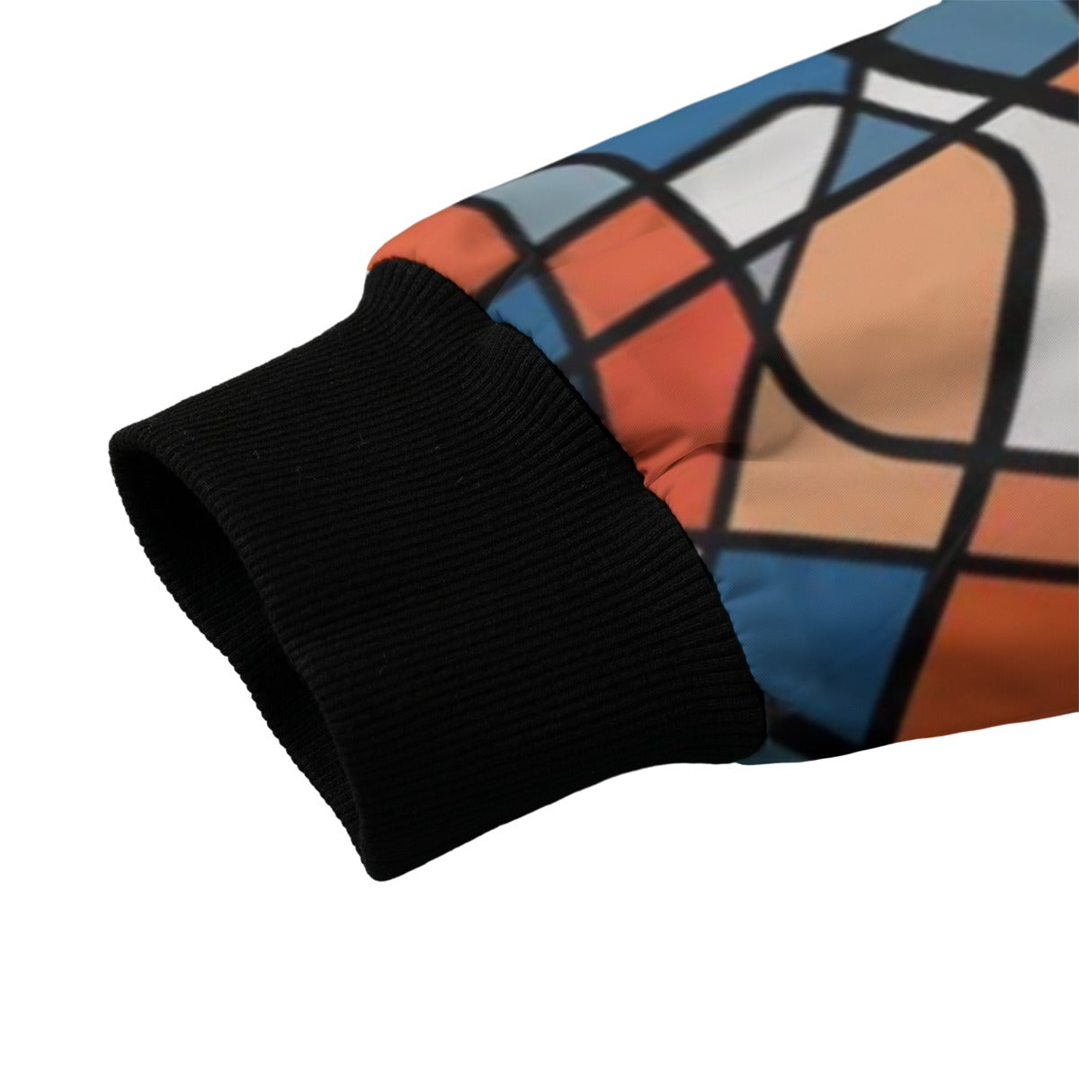 Urban Legend 90s Street Icons Abstract Geometric Mesh Tangle Black Fleece Bomber Jacket