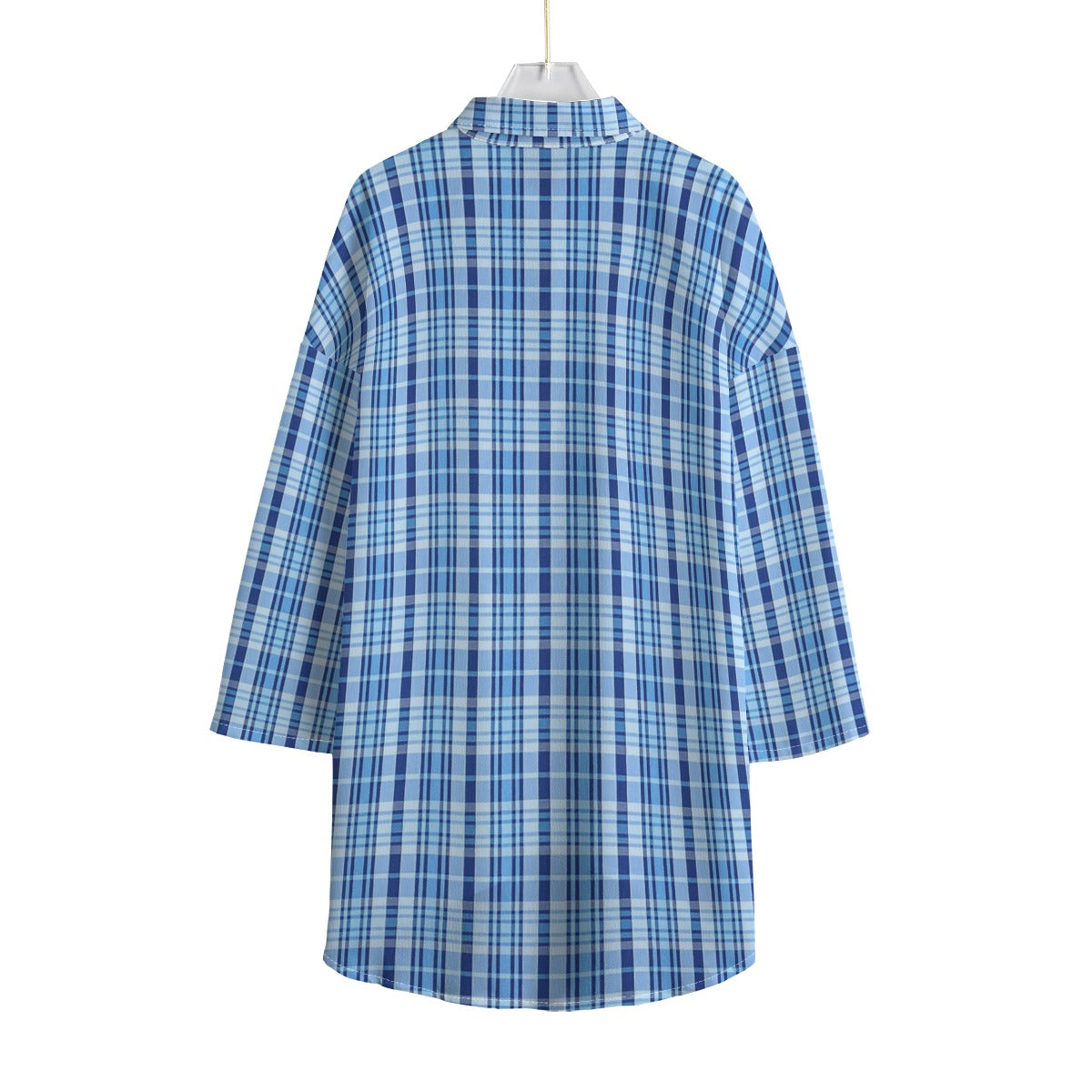 North Carolina Tartan Plaid Tar Heels Blue Women's Chiffon Shirt With Elbow Sleeve