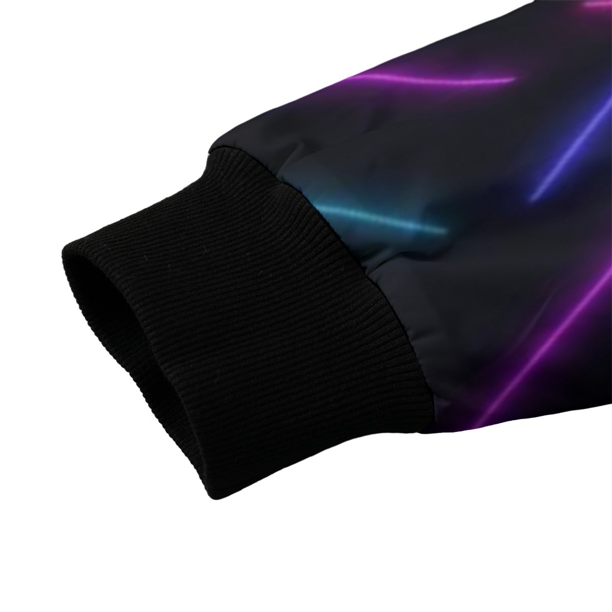 Neon Nights Abstract Retro Sci Bright Neon Fleece Bomber Jacket – Futuristic Streetwear Glow