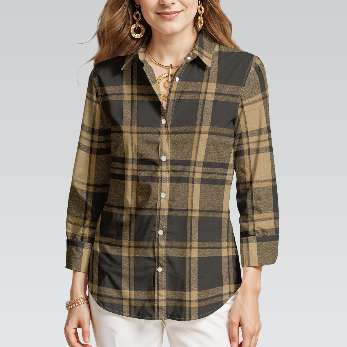 Colorado Tartan Plaid Women's 3/4 Sleeve Shirt