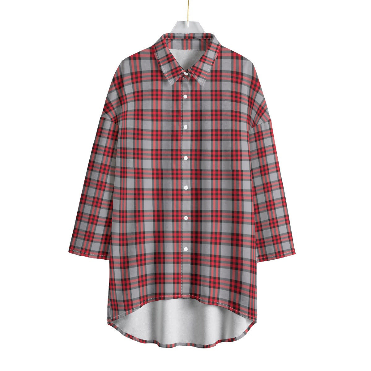 Ohio State Tartan Plaid Buckeyes Women's Chiffon Shirt With Elbow Sleeve