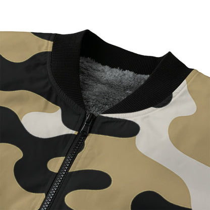 New Orleans Saints Camo Fleece Bomber Jacket – Black, Gold and White NFL Streetwear