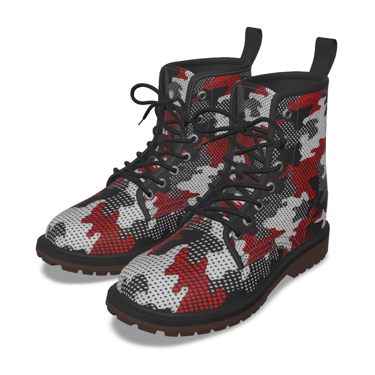 Urban Legend Georgia Red and Black Camo Martin Short Boots – Bulldogs-Inspired Game Day Streetwear