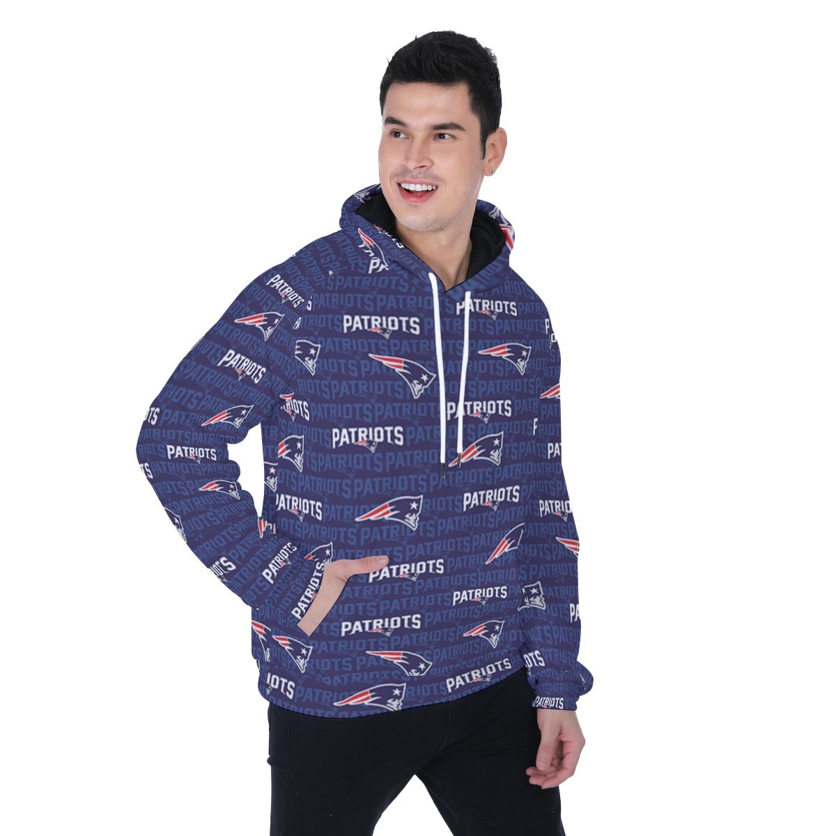 New England Football Game Day All-Over Print Men's Heavy Fleece Raglan Hoodie