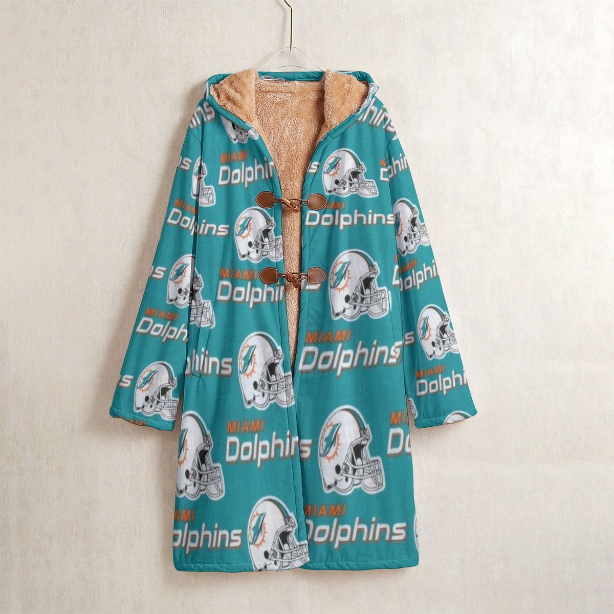 Miami Football Game Day All-Over Print Men's Horn Button Long Fleece Windbreaker