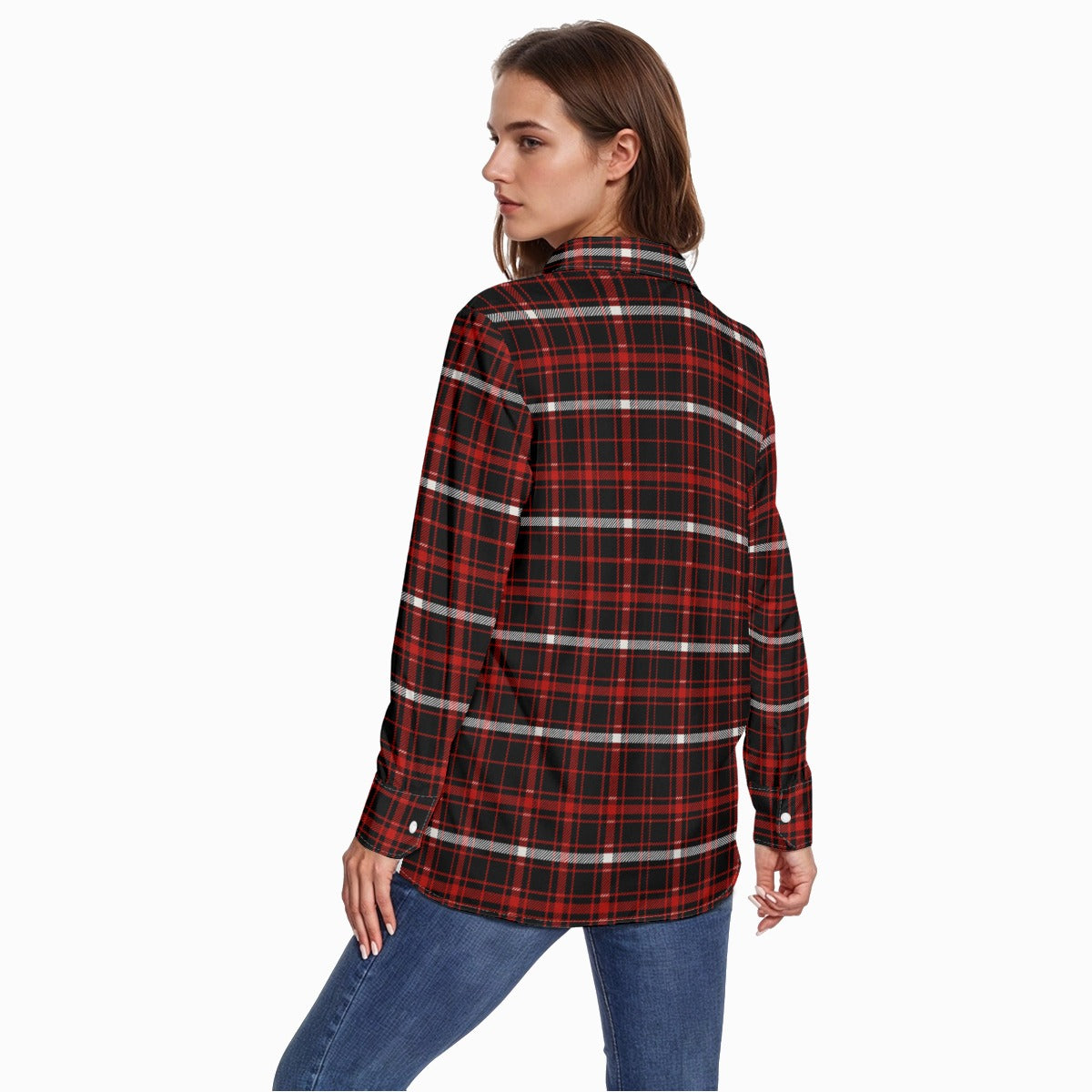 Nebraska Tartan Plaid Cornhuskers Women's Comfort Shirt With Button|125GSM Cotton