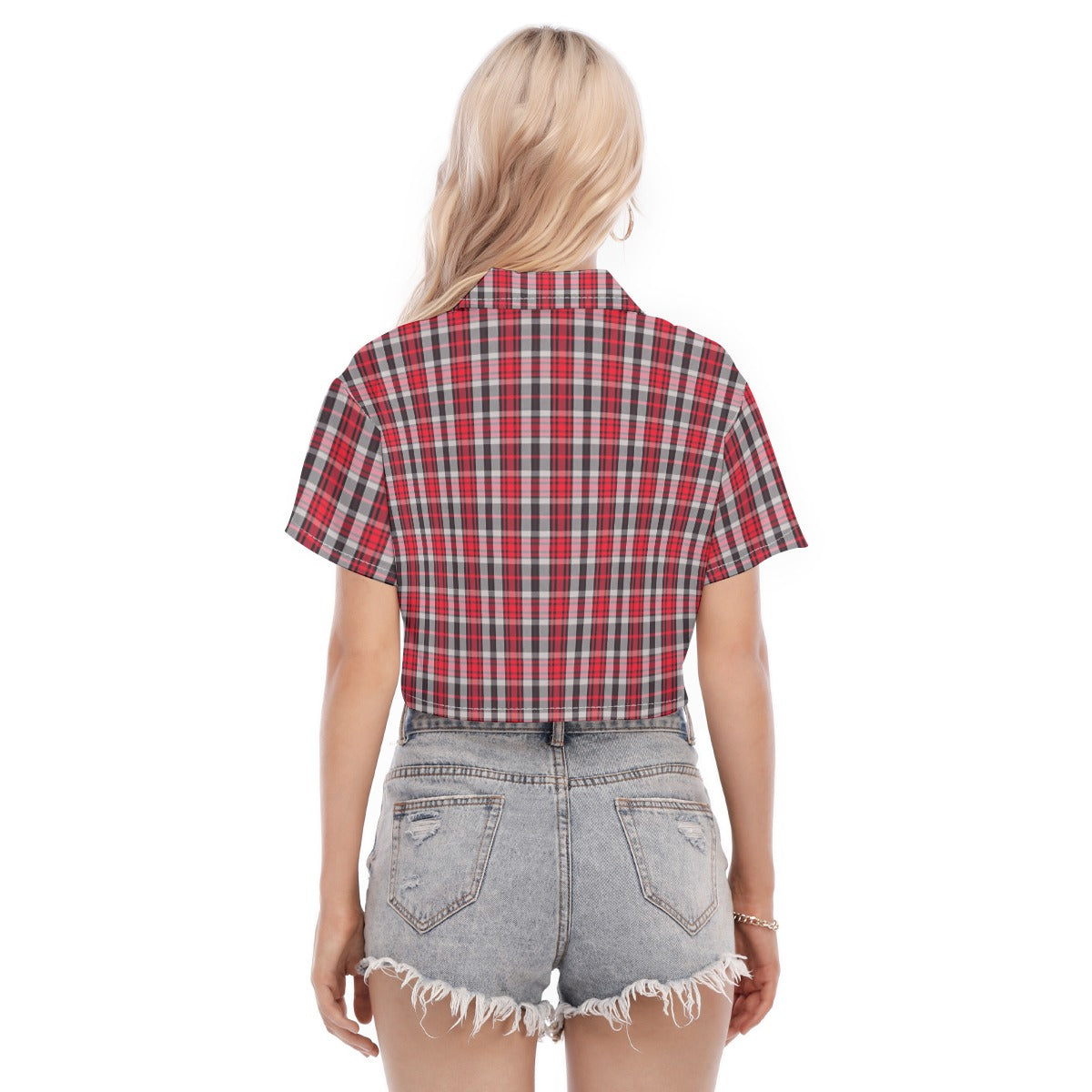 New Mexico Tartan Plaid Lobos Women's Cropped Shirt