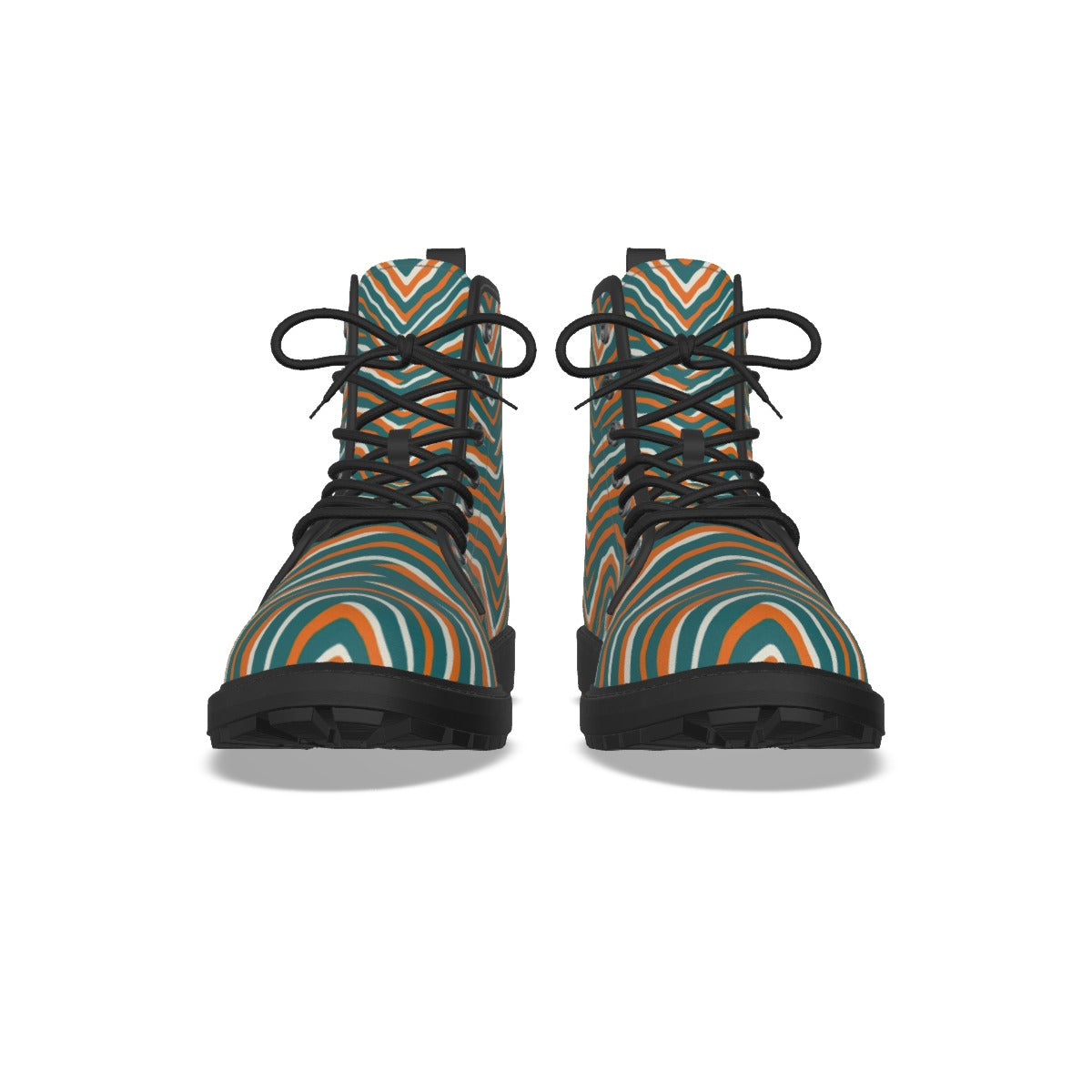 Miami Football Game Day All-Over Print Women's Martin Short Boots With Black Bottom