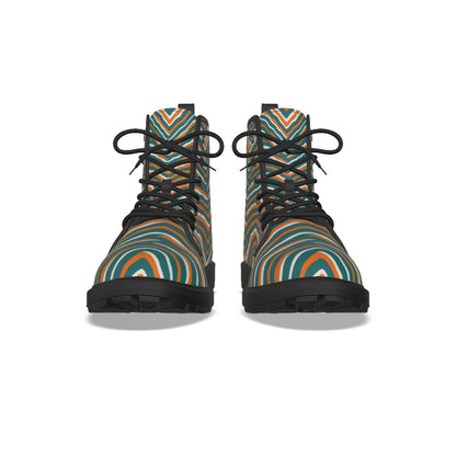 Miami Football Game Day All-Over Print Women's Martin Short Boots With Black Bottom