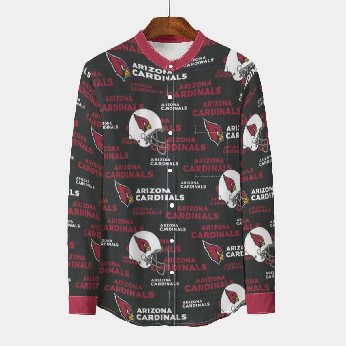 Arizona Cardinals  Stand Collar Shirt With Long Sleeve|110GSM Imitation Flax
